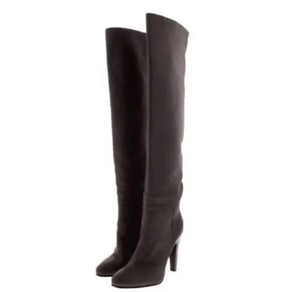 L'AUTRE CHOSE Slouchy Brown Leather Over The Knee Boot Size 37.5
